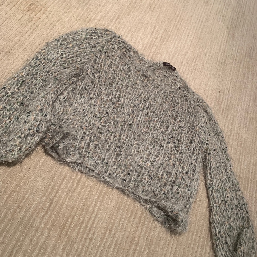 High/low shaggy sweater